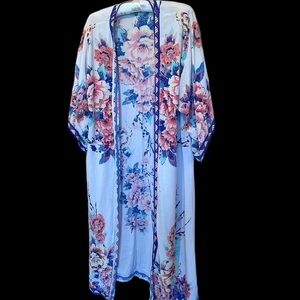 Flying Tomato Floral Midi Kimono, size S/M, 100% Rayon